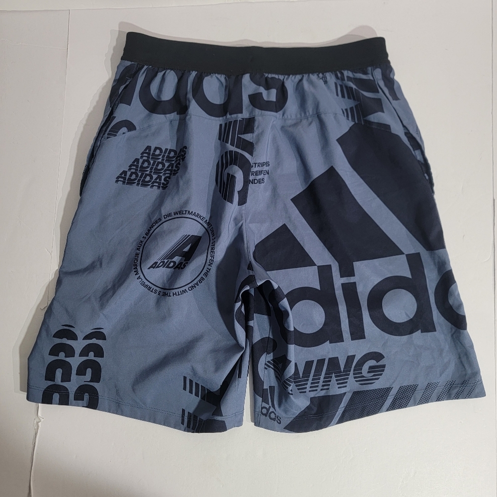 Adidas Men's Blue And Grey Logo Print Athletic Shorts Size M - Picture 2 of 9